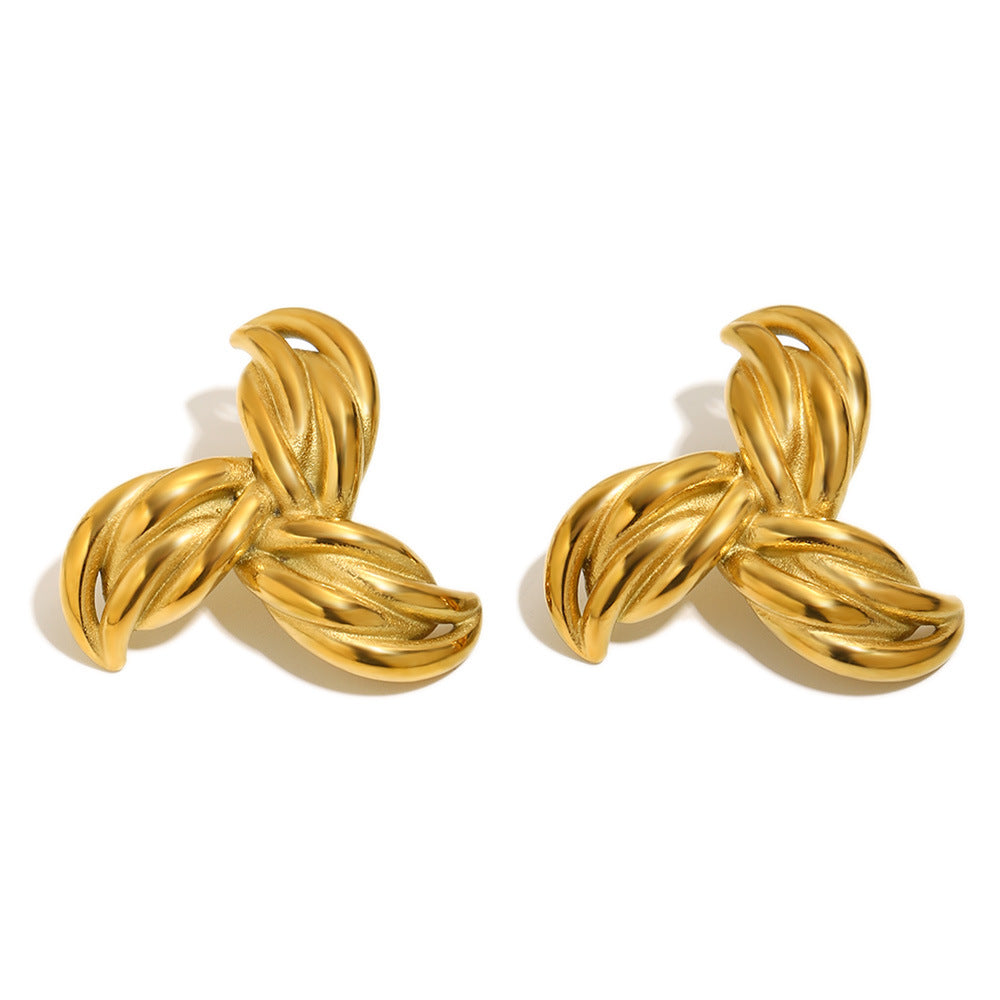Unique Geometric Stainless Steel Gold Plated Asymmetric Earrings for Women