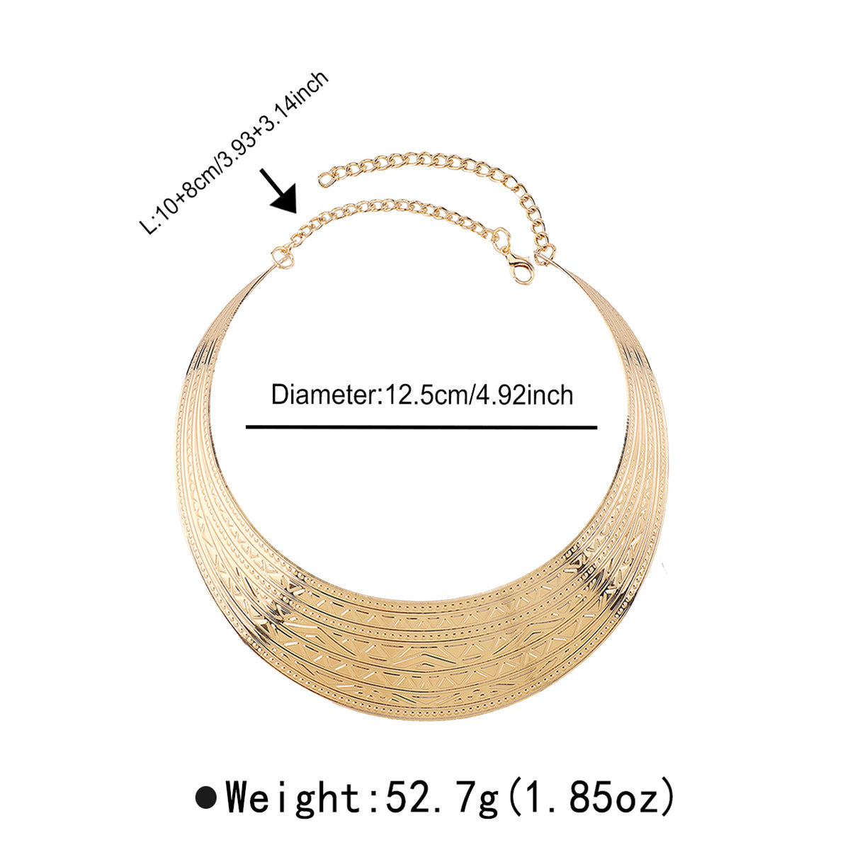 Gargantilla de hierro grabada con textura geométrica para mujer con diseño de contorno de moda