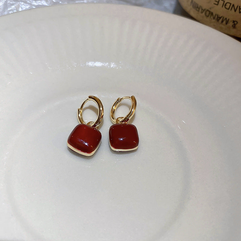 Orecchini pendenti in smalto vintage a goccia con perno in acciaio inossidabile per donna