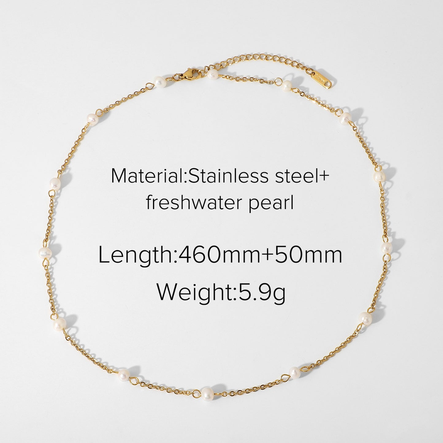 Elegant 18K Gold Plated Geometric Stainless Steel Necklace with Titanium Steel Pendant and Pearl for Women