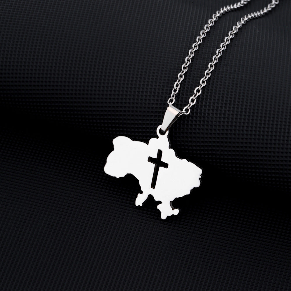 Collana con ciondolo geometrico etnico vintage da donna in acciaio inossidabile e titanio con finitura placcata, catena a O