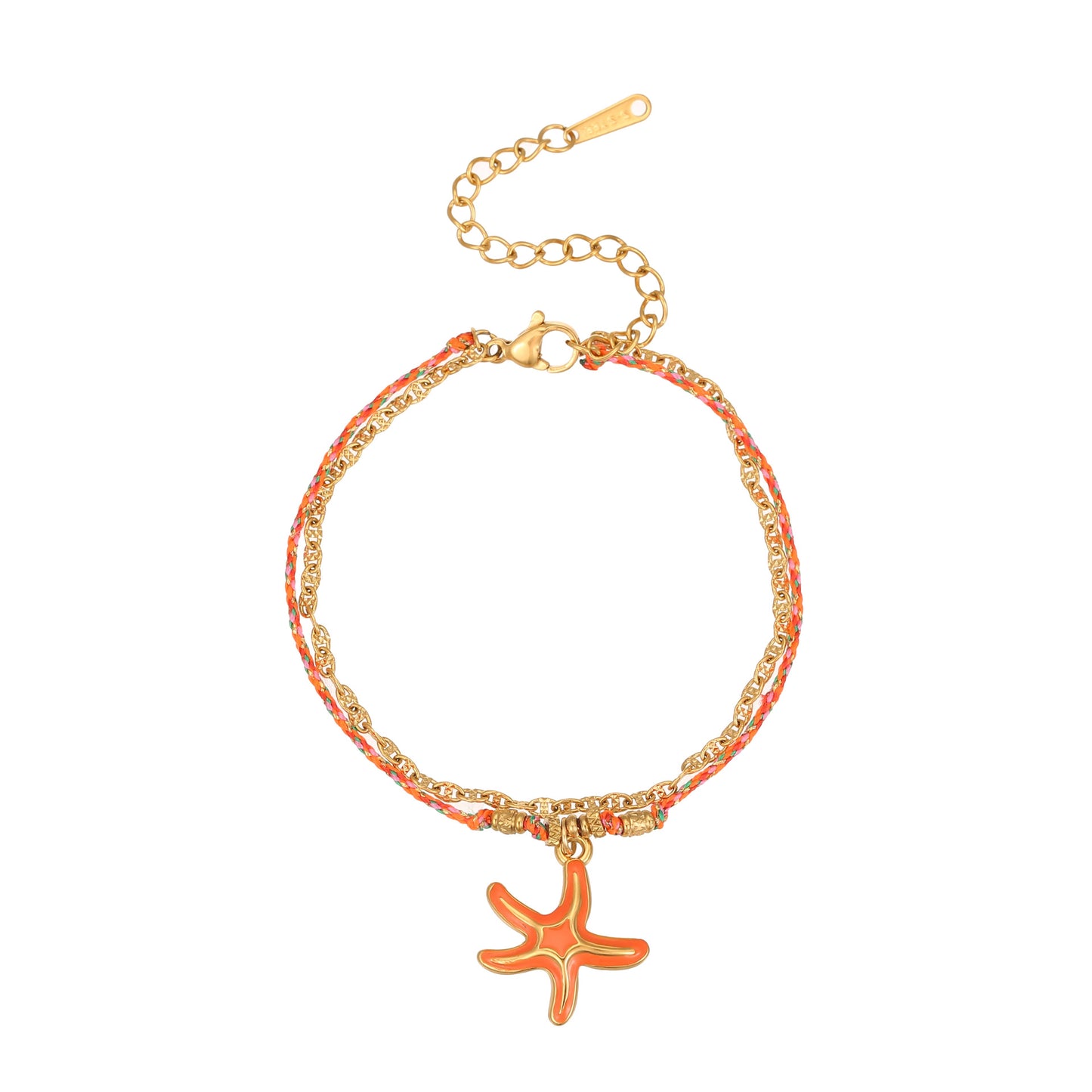 Fashionable Ocean-Themed Starfish Pendant Braided Titanium Steel Bracelet for Women with Geometric Design and Plated Finish