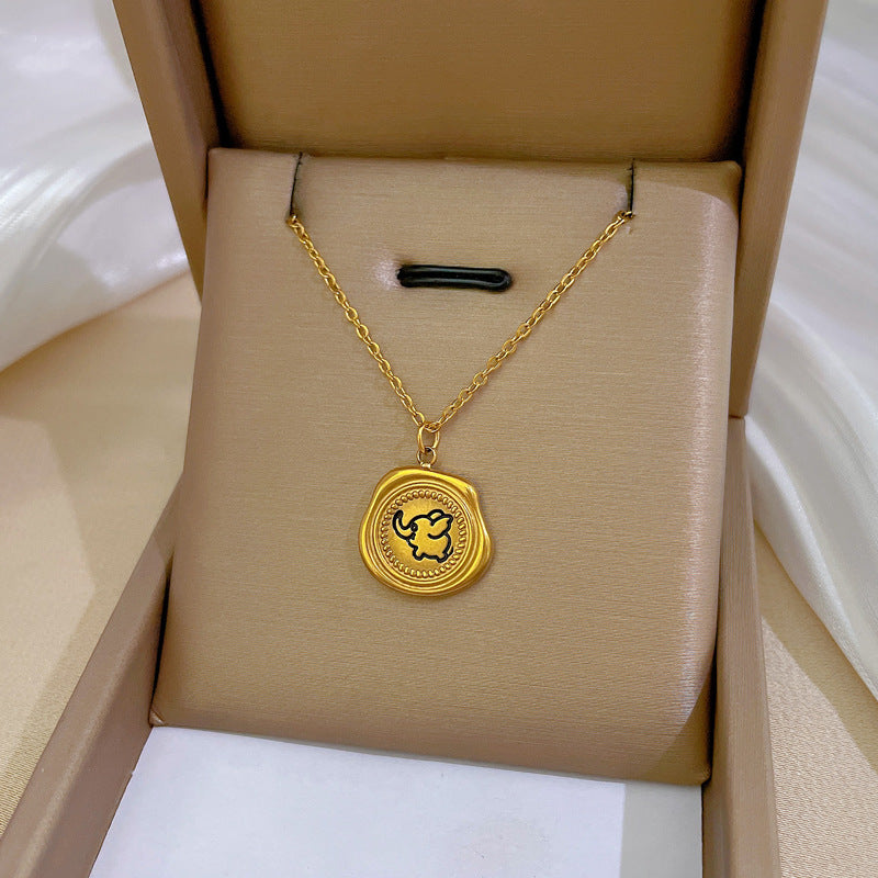 Collar Minimalista de Acero de Titanio Geométrico con Dije de Acero Inoxidable 304 Bañado para Unisex