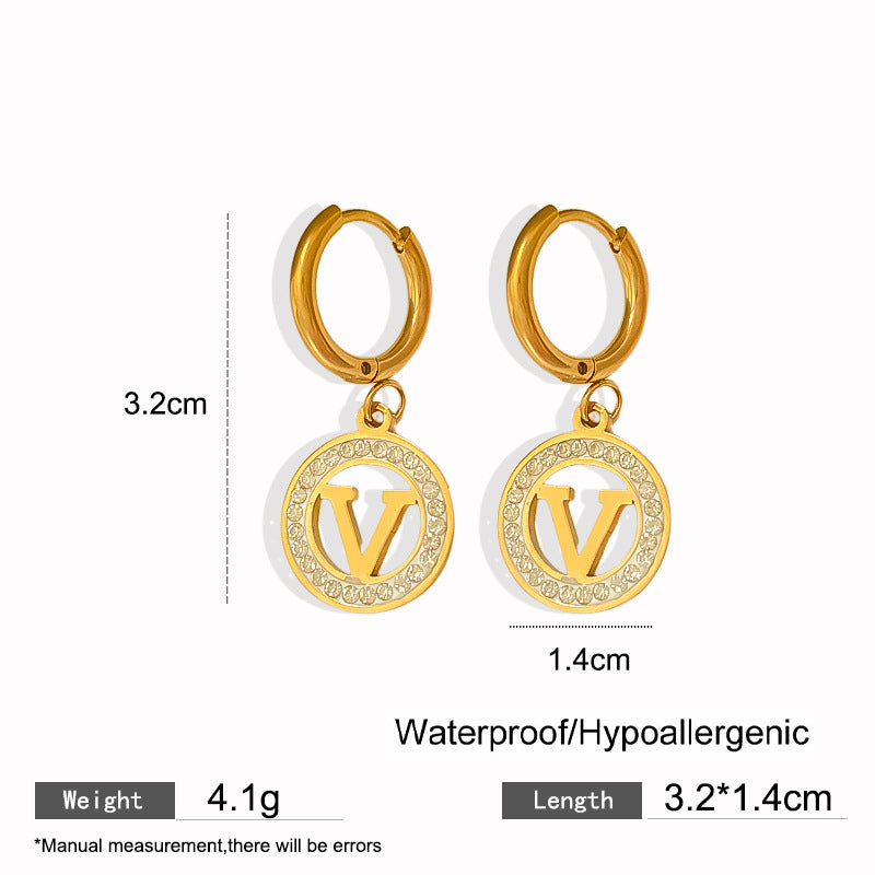 Elegant Titanium Steel Drip Oil Plated Stud Earrings for Women