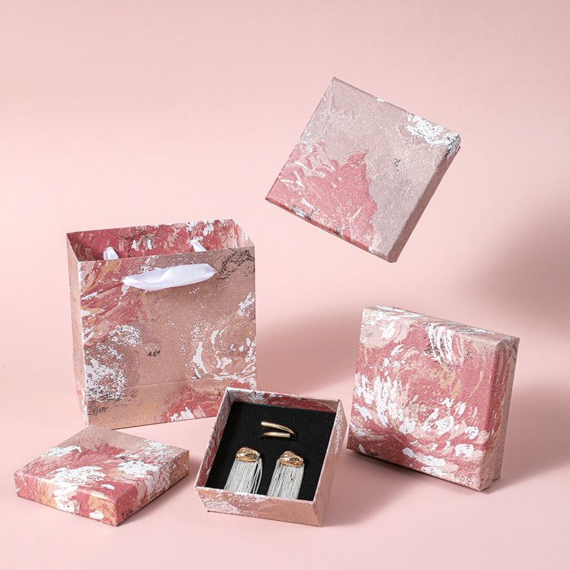 Caja de embalaje de joyería con diseño floral marrón estilo pintura al óleo para pendientes, pulseras, anillos, collares, caja de regalo
