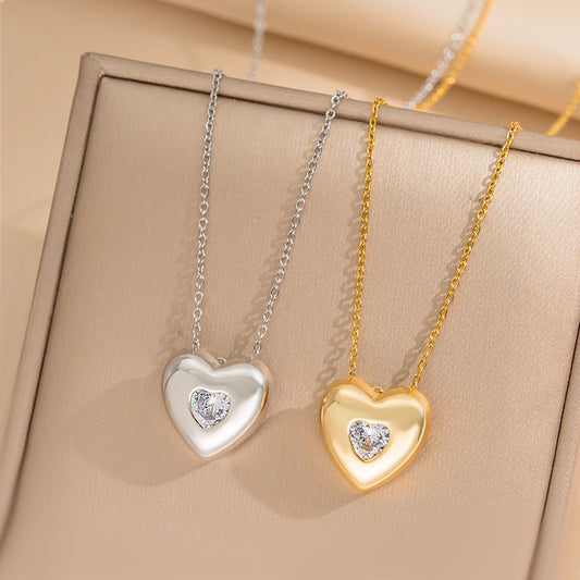 Collar de cadena de serpiente de acero de titanio chapado en PVD redondo geométrico de corazón elegante minimalista para mujer