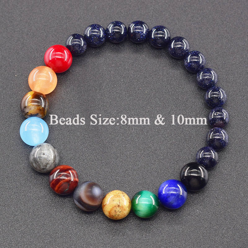 Classic Sweet Natural Gemstone Round Geometric Stretch Bracelet Unisex Jewelry Gift