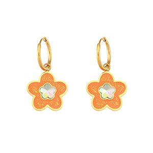 Orecchini a perno minimalistici a stella a cinque punte da donna in acciaio inossidabile con placcatura in oro 18 carati e finitura smaltata