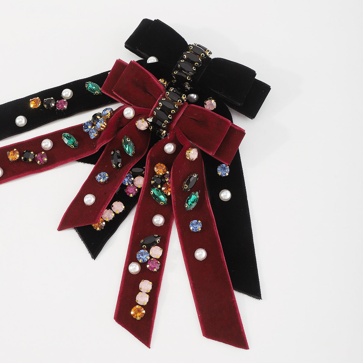 Pinza para el pelo de primavera de terciopelo y diamantes de imitación con forma de mariposa para mujer - Diseño geométrico, hecha a mano, estilo dulce y moderno, tendencia individual