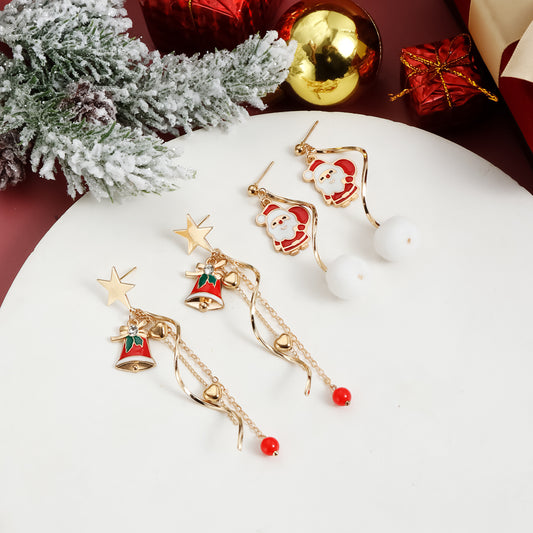 Vintage Geometric Round Heart Star Zinc Alloy Plated Stud Earrings for Women