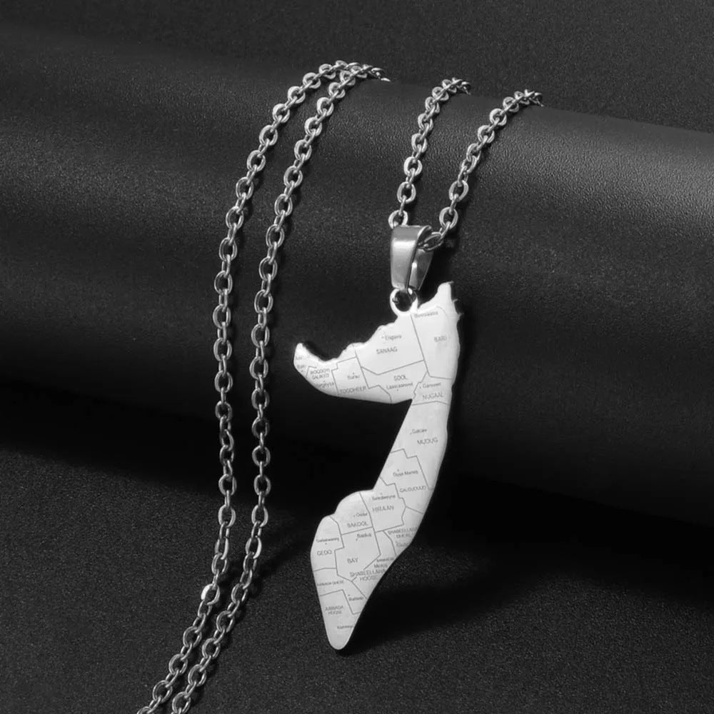 Minimalist Map City Pendant Necklace for Unisex in Stainless Steel with Titanium Steel Charm and Electroplated Finish