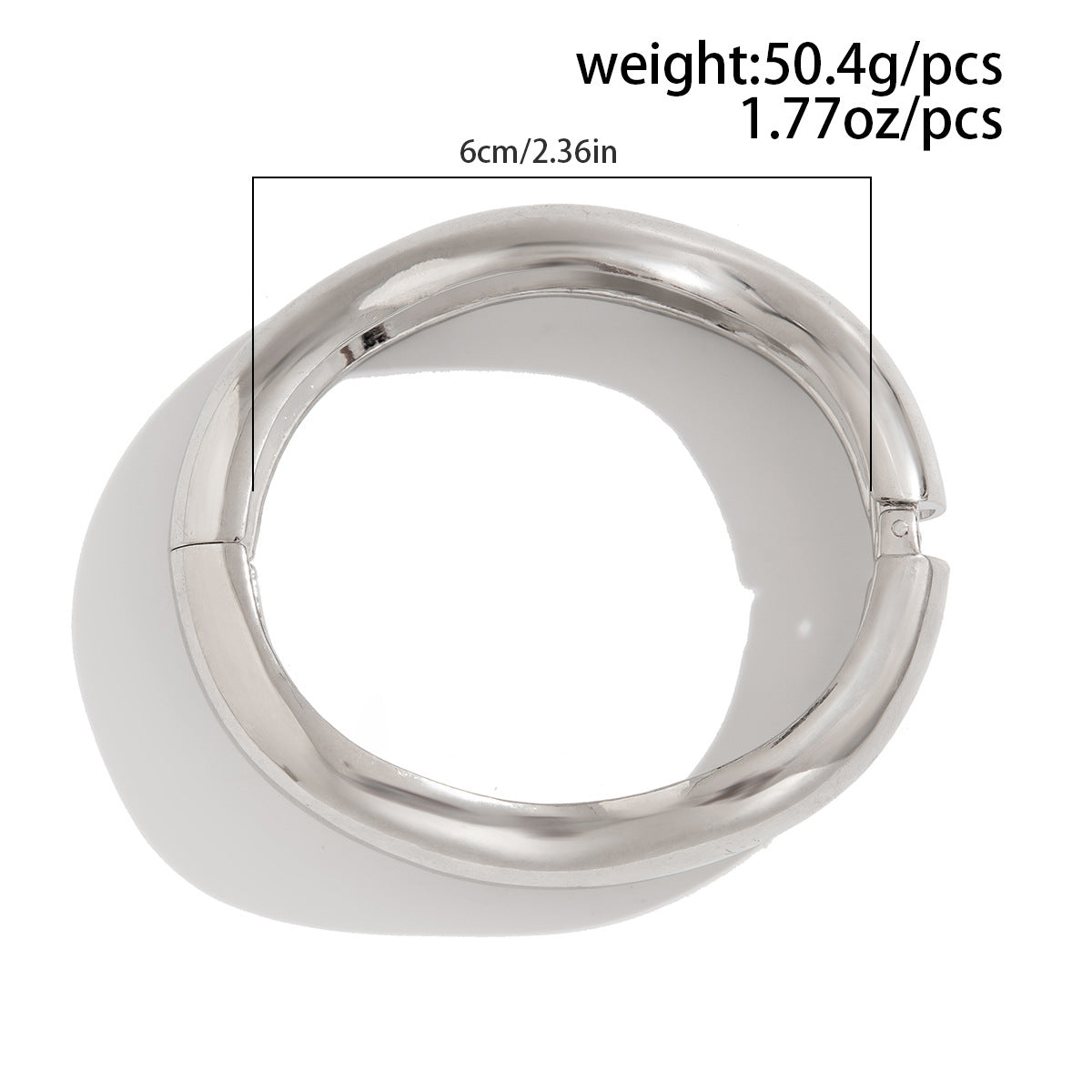 Pulsera Minimalista Asimétrica de Aleación Pulida con Doble Anillo y Cierre de Resorte para Mujer
