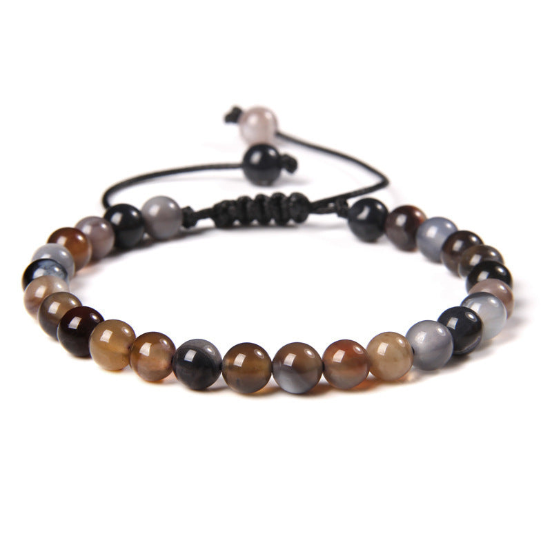 Sweet Sporty Geometric Natural White Crystal Stretch Bracelet 6mm Unisex Handmade Energy Bangle