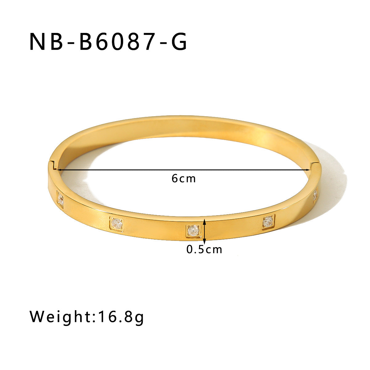Geometric Heart-Shaped Titanium Steel Bracelet with Zircon Inlays Plated in 18K Gold for Women