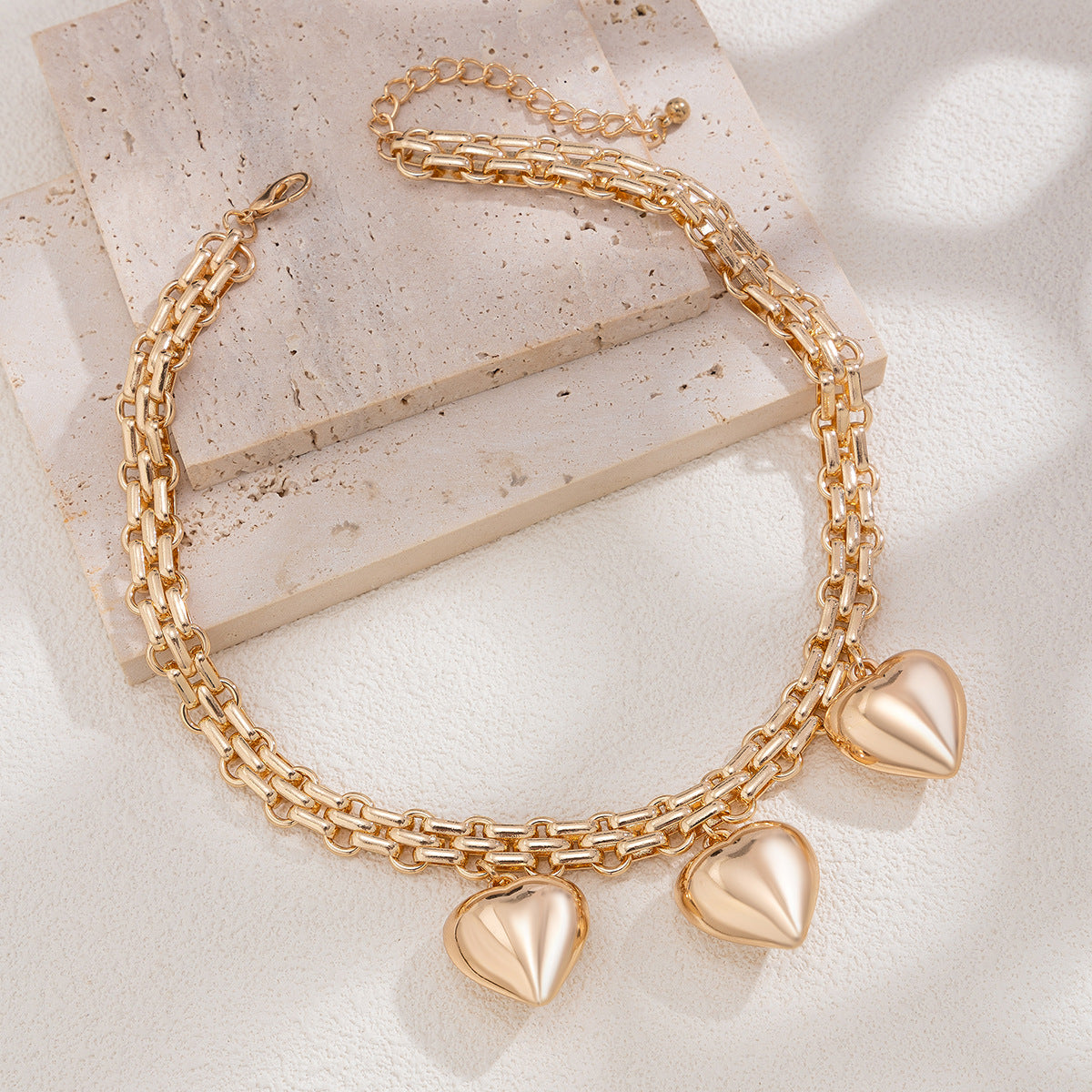 Hollow Heart and Star Alloy Plated Necklace for Women
