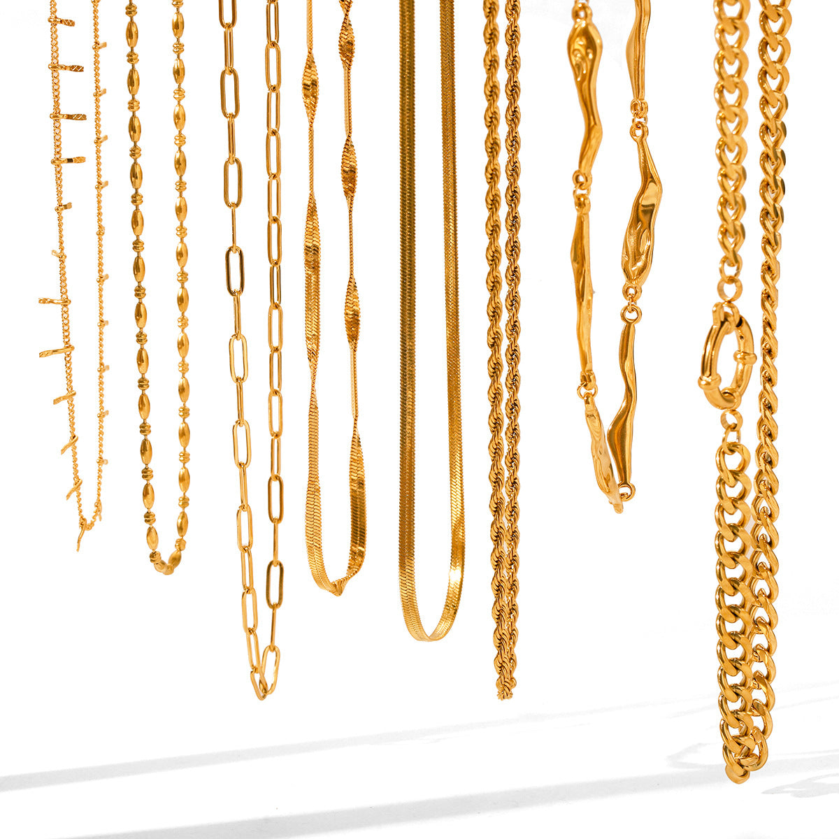 Ins Style Geometric Stainless Steel Cuban Chain Snake Chain Twisted Chain Cross Necklace for Women