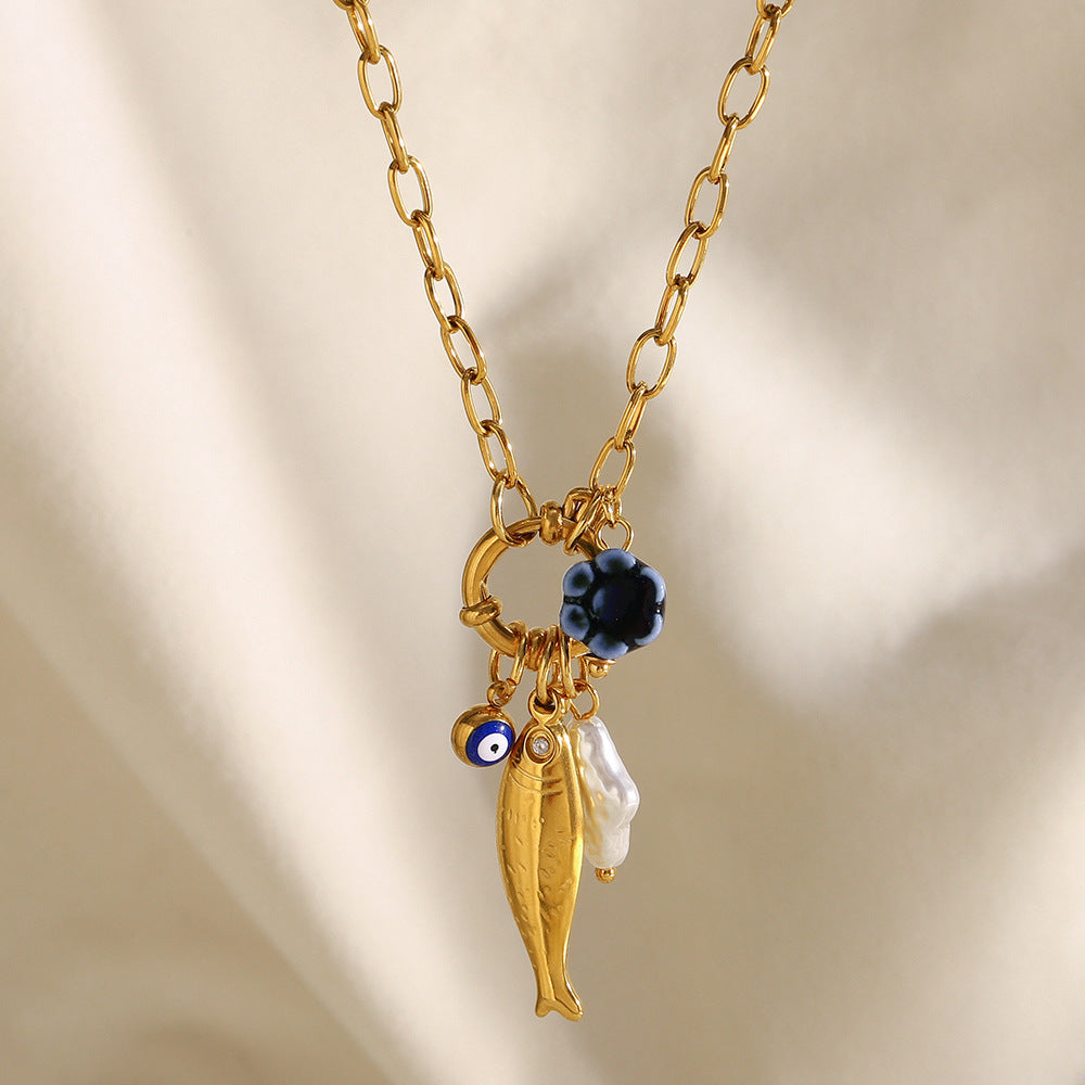 Minimalist Animal-Shaped Stainless Steel Pendant Necklace with 18K Gold Plating on O-Chain for Women