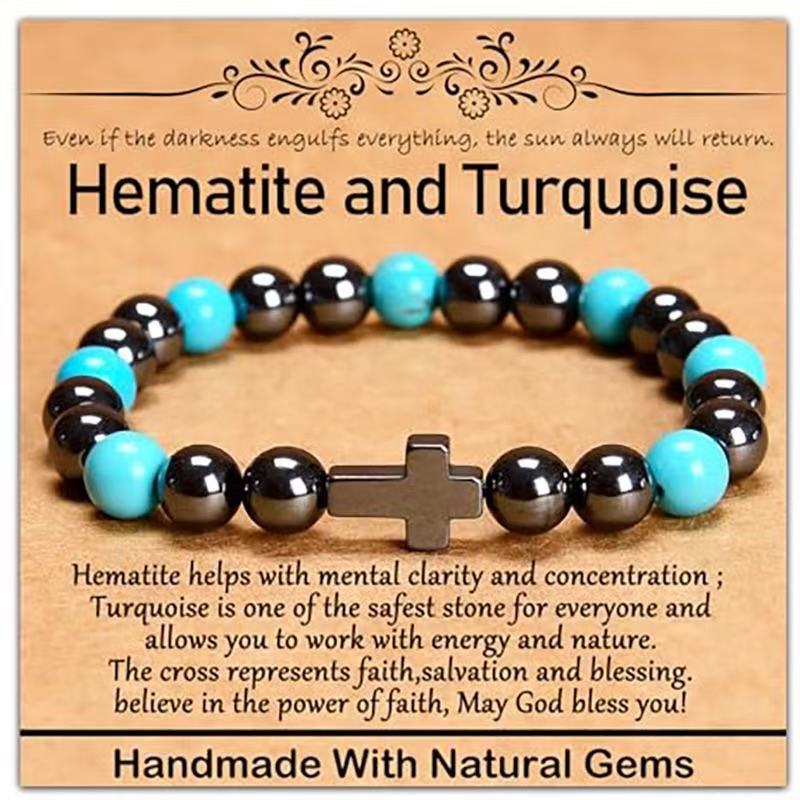 Minimalist Natural Stone Beaded Bracelet Unisex Geometric Round Handmade Jewelry Gift