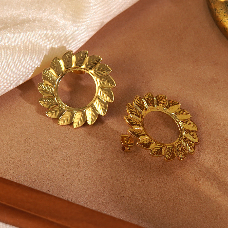 Vintage Elegant Geometric Floral Stainless Steel Earrings