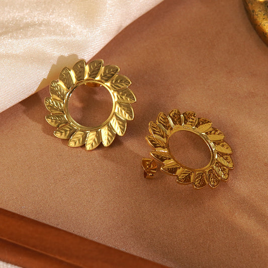 Vintage Elegant Geometric Floral Stainless Steel Earrings