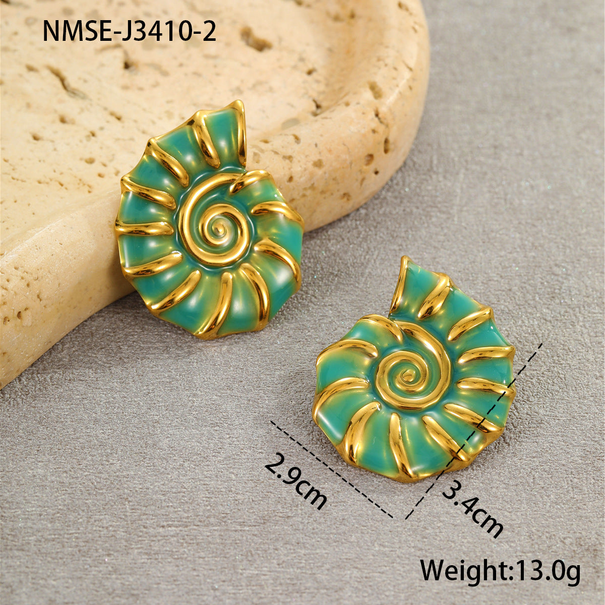 Pendientes de Acero Inoxidable con Forma de Concha Marina, Inspirados en el Océano, con Baño de Oro de 18K para Mujer