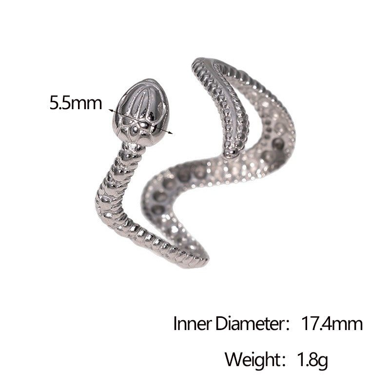 Minimalist 18K Gold Plated Stainless Steel Snake Open Ring for Women