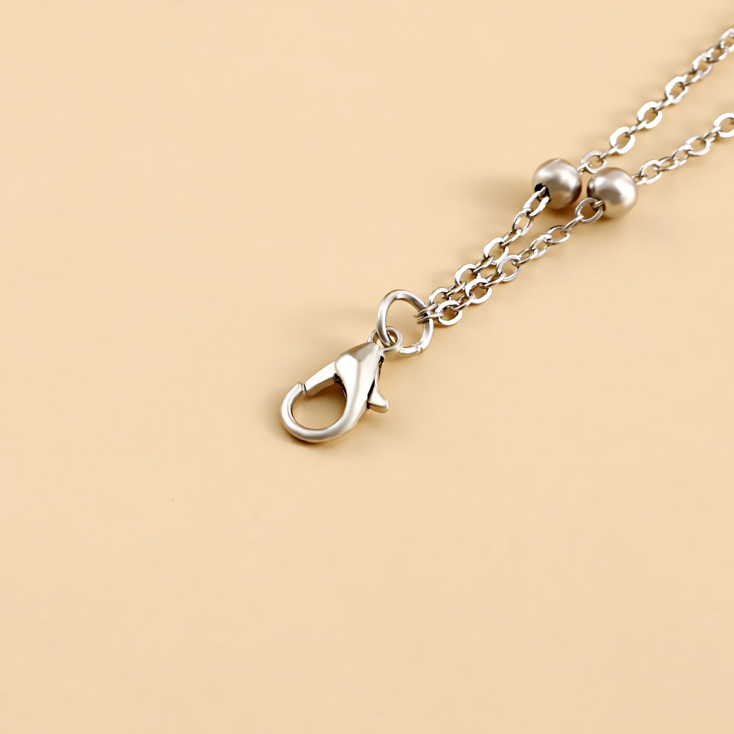 Geometric Moon Pendant Body Chain with Tassel Detail for Women Alloy Double-Layer Beaded Chain