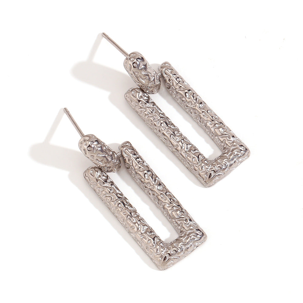 Vintage-Inspired Geometric Stainless Steel Earrings with 18K Gold Plating for Women