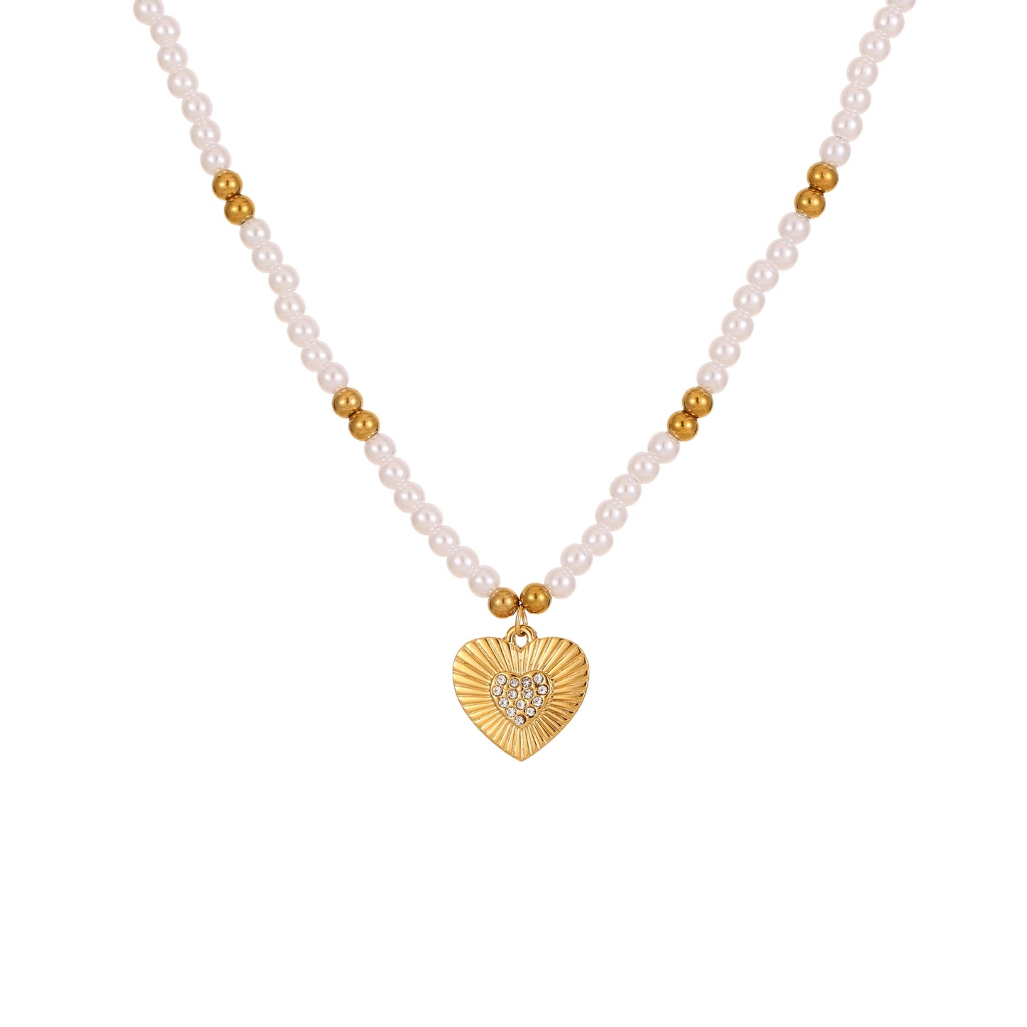 Collana pendente da donna alla moda minimalista a forma di cuore in acciaio inossidabile con finitura placcata