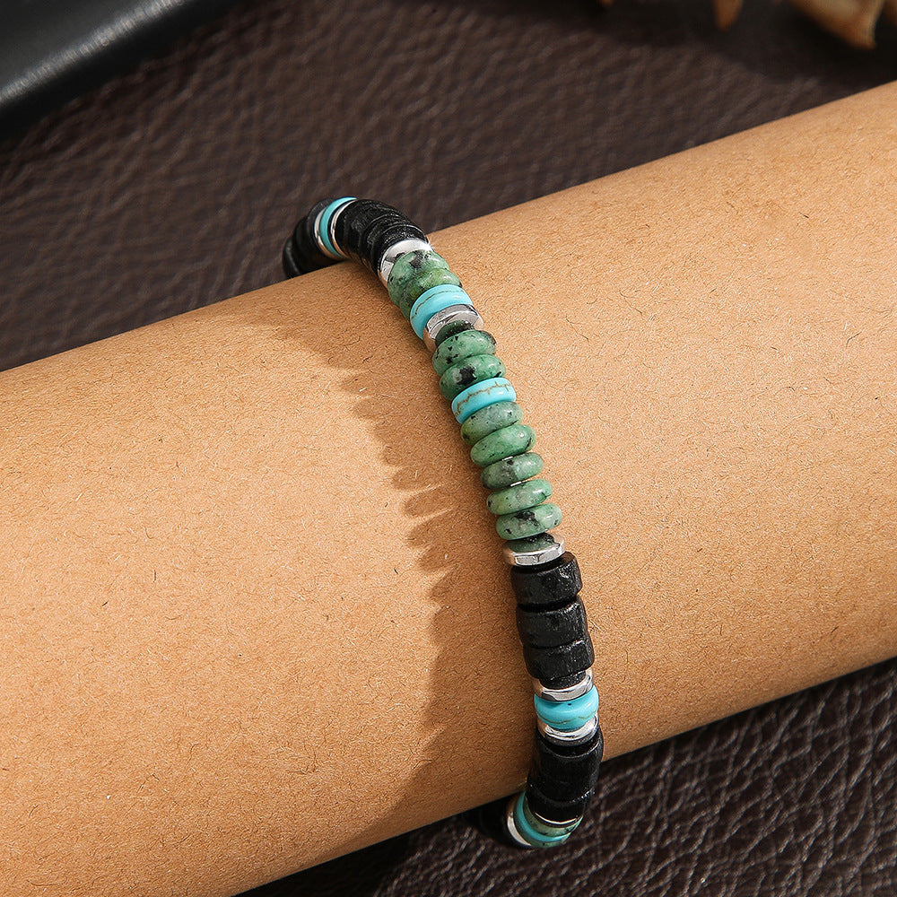 Vintage Minimalist Round Wood Bead Bracelet Unisex Casual Geometric Jewelry