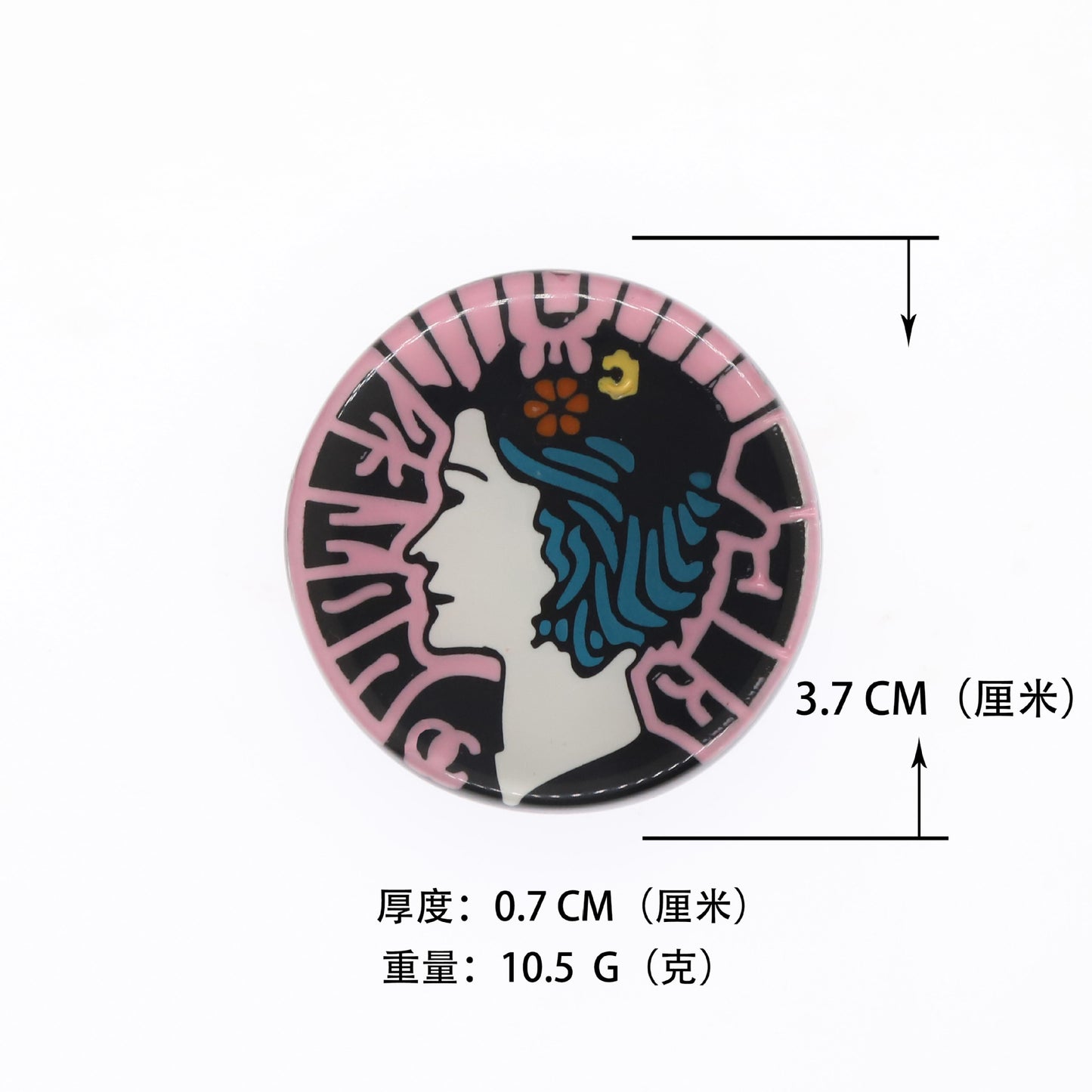 Exclusivo broche de letras acrílico de doble capa con incrustaciones de pedrería y acabado chapado para mujer