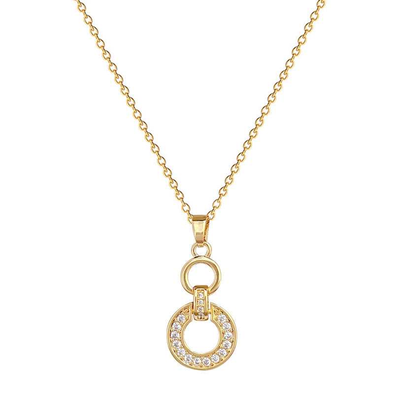 Luxury Titanium Steel Geometric Rhinestone Necklace and Earrings Set