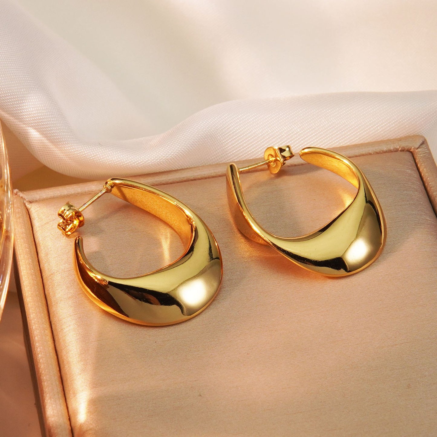Elegant Irregular Geometric Gold Plated Stainless Steel Earrings for Women