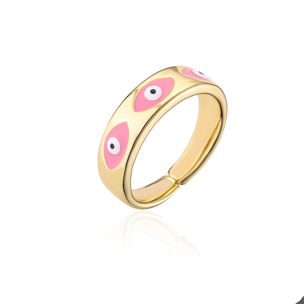 Minimalist Geometric Open Ring in Copper with Real Gold Plating and Enamel Finish