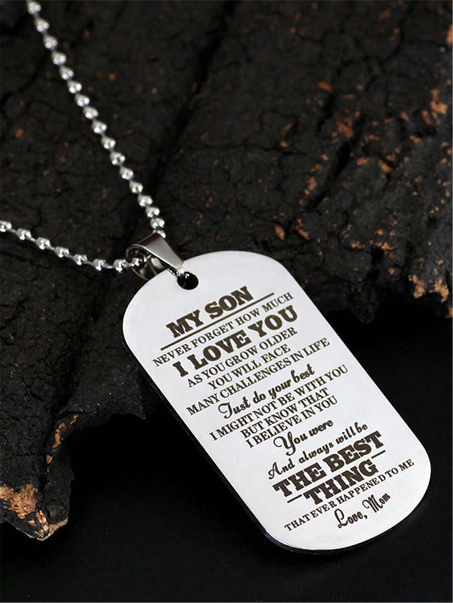 Minimalist Geometric Stainless Steel Dog Tag Pendant Necklace with Polished Finish for Unisex Daily Wear