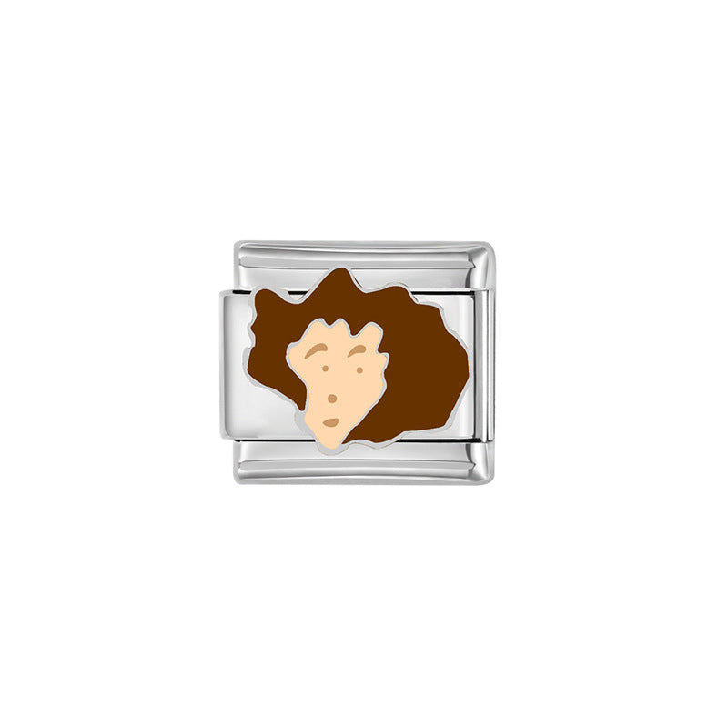 Elegant Plated Stainless Steel Cartoon Charm Bar Bracelet Unisex Fashion Jewelry