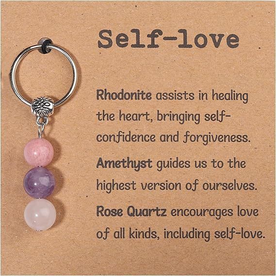 Minimalist Natural Stone Beaded Keychain Gift