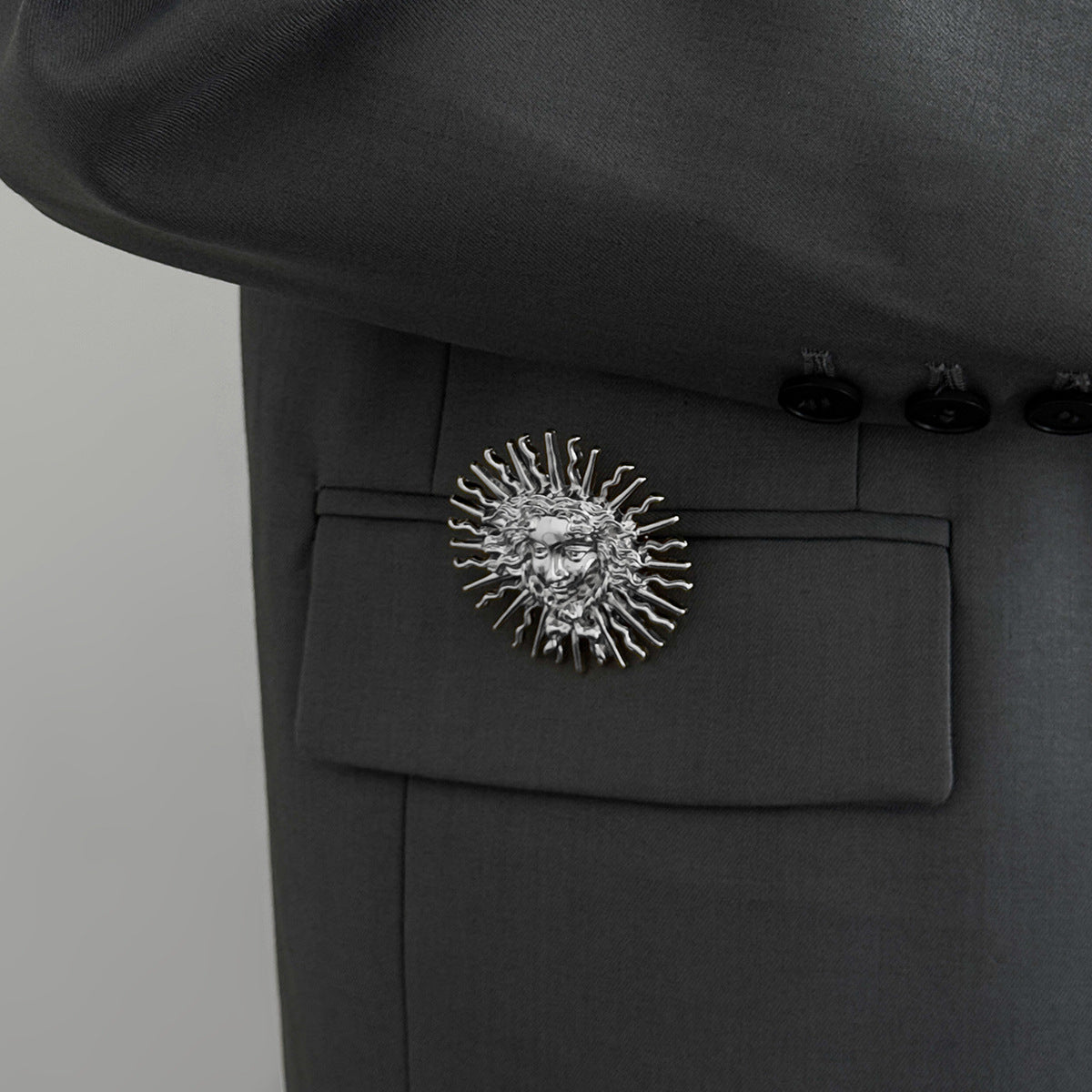 Creative Geometric Sun Goddess Relief Brooch Zinc Alloy Plated Pin for Women DIY Charm Bar