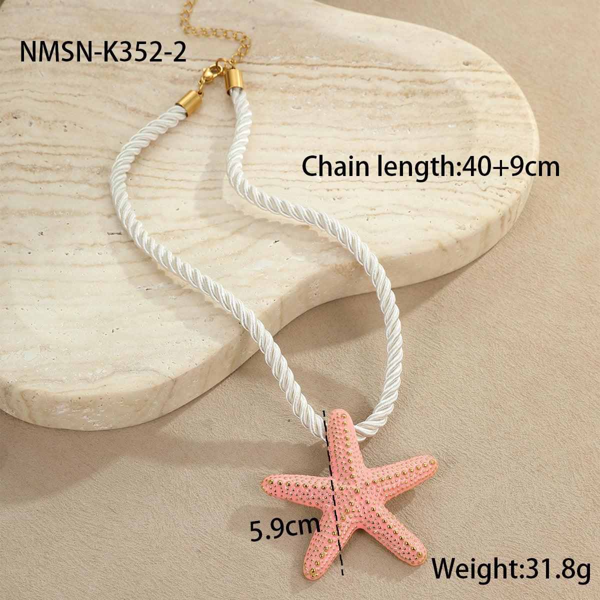 Collana con pendente a forma di stella marina alla moda a tema oceano in acciaio inossidabile con finitura placcata da donna