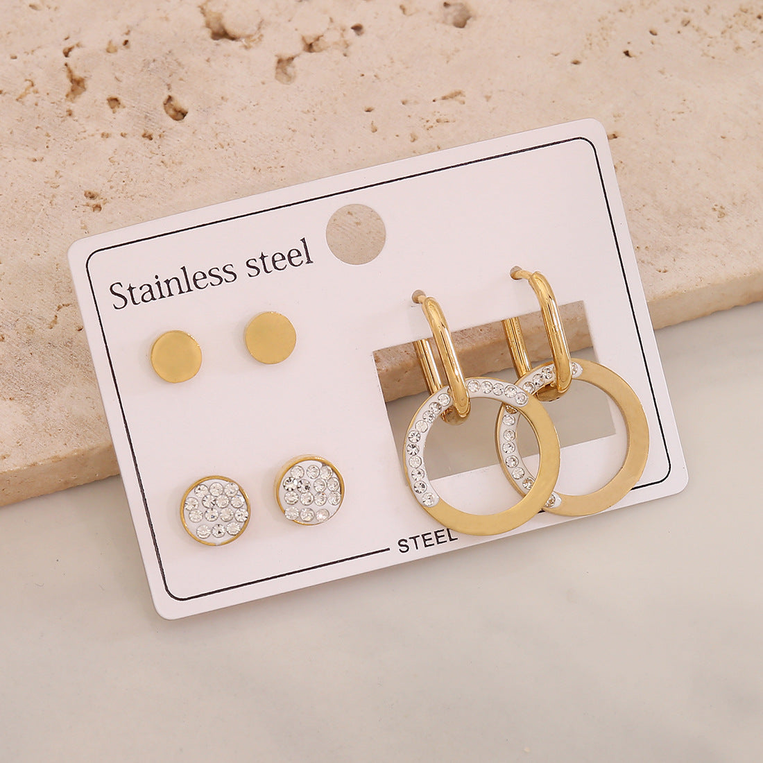 Fashionable Heart and Star Shaped Stainless Steel Earrings with Plating Finish for Women