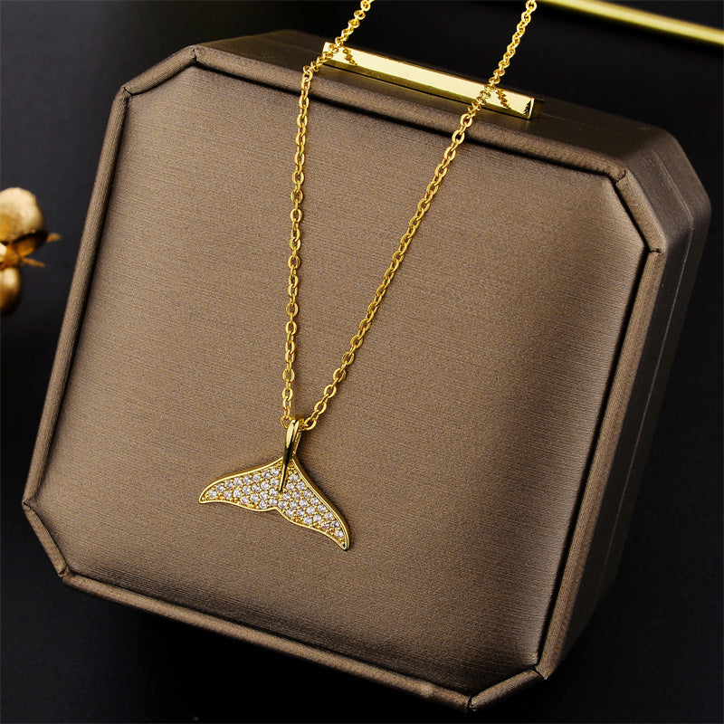 Mermaid Tail Titanium Steel Choker Necklace for Women Short Minimalist Elegant Neck Chain with Plated Finish