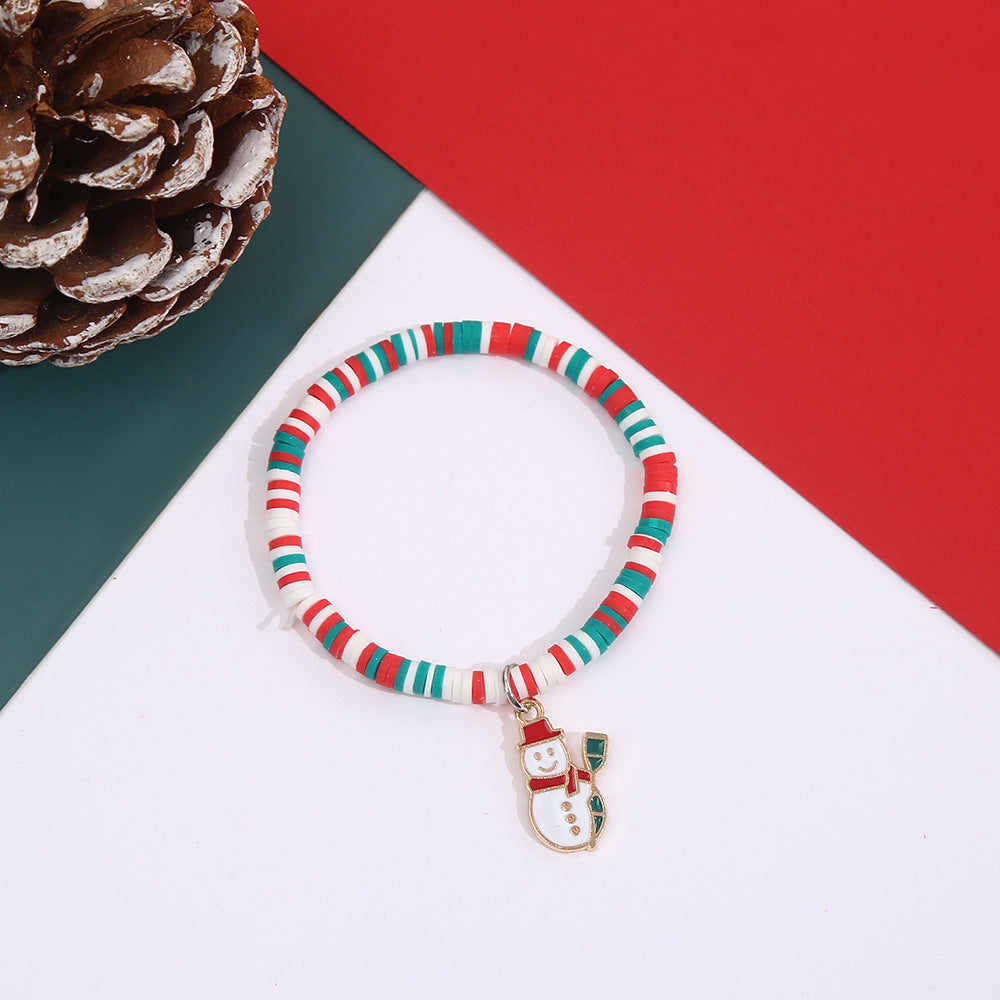 Casual Geometric Resin Beaded Bracelet with Christmas Charms for Unisex