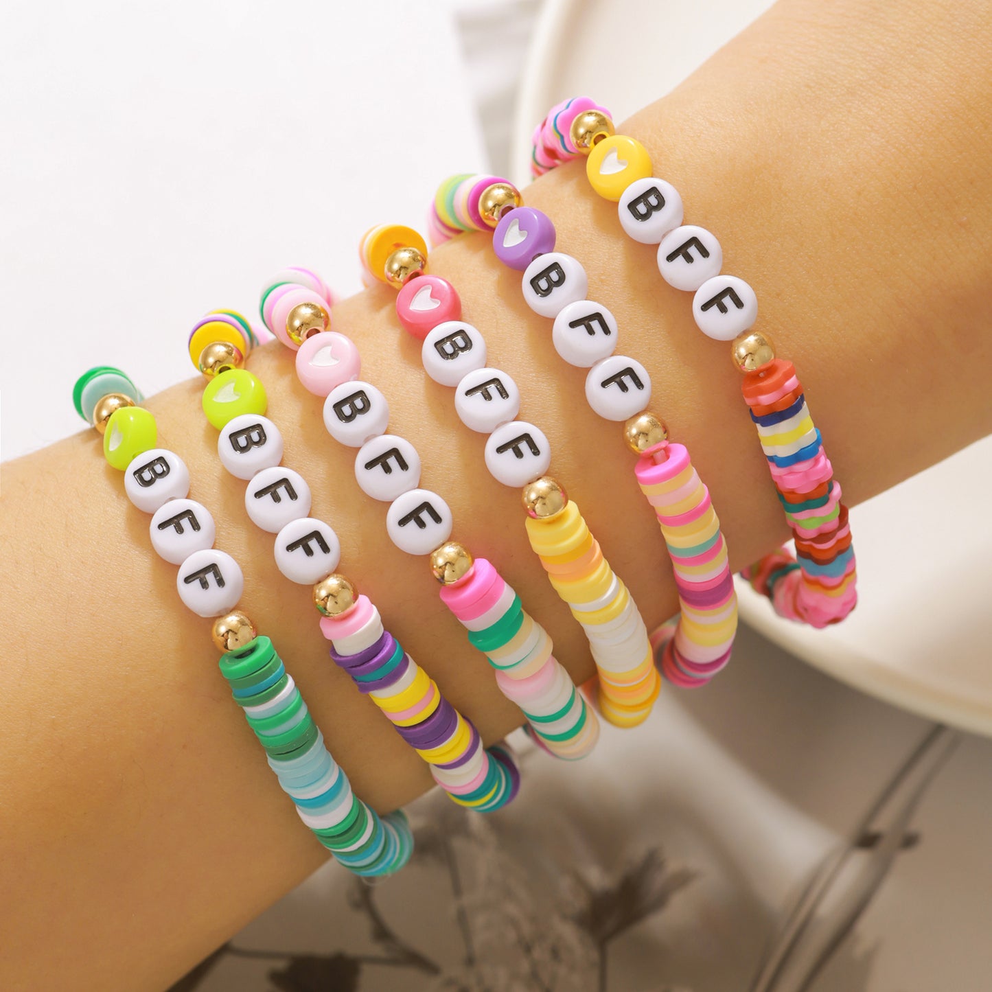 Casual Geometric Heart Letter Resin Brass Acrylic Bracelet for Unisex