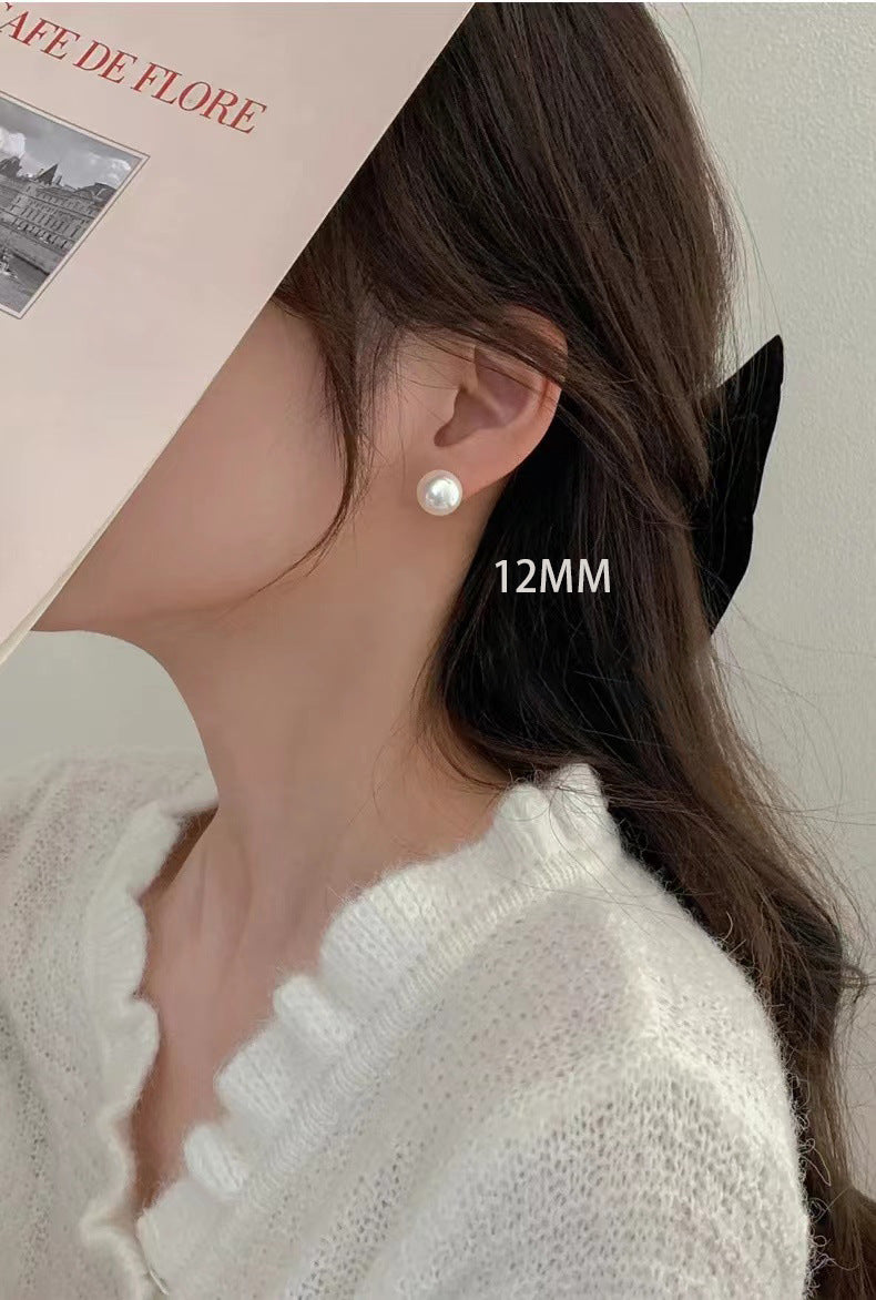 Sweet Round Imitation Pearl Resin Stud Earrings