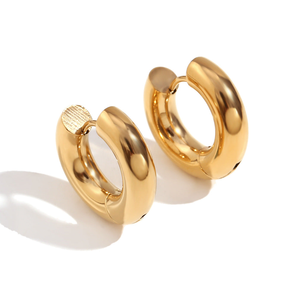 Pendientes de aro geométricos de acero inoxidable bañados en oro de 18 quilates de moda minimalista para mujer