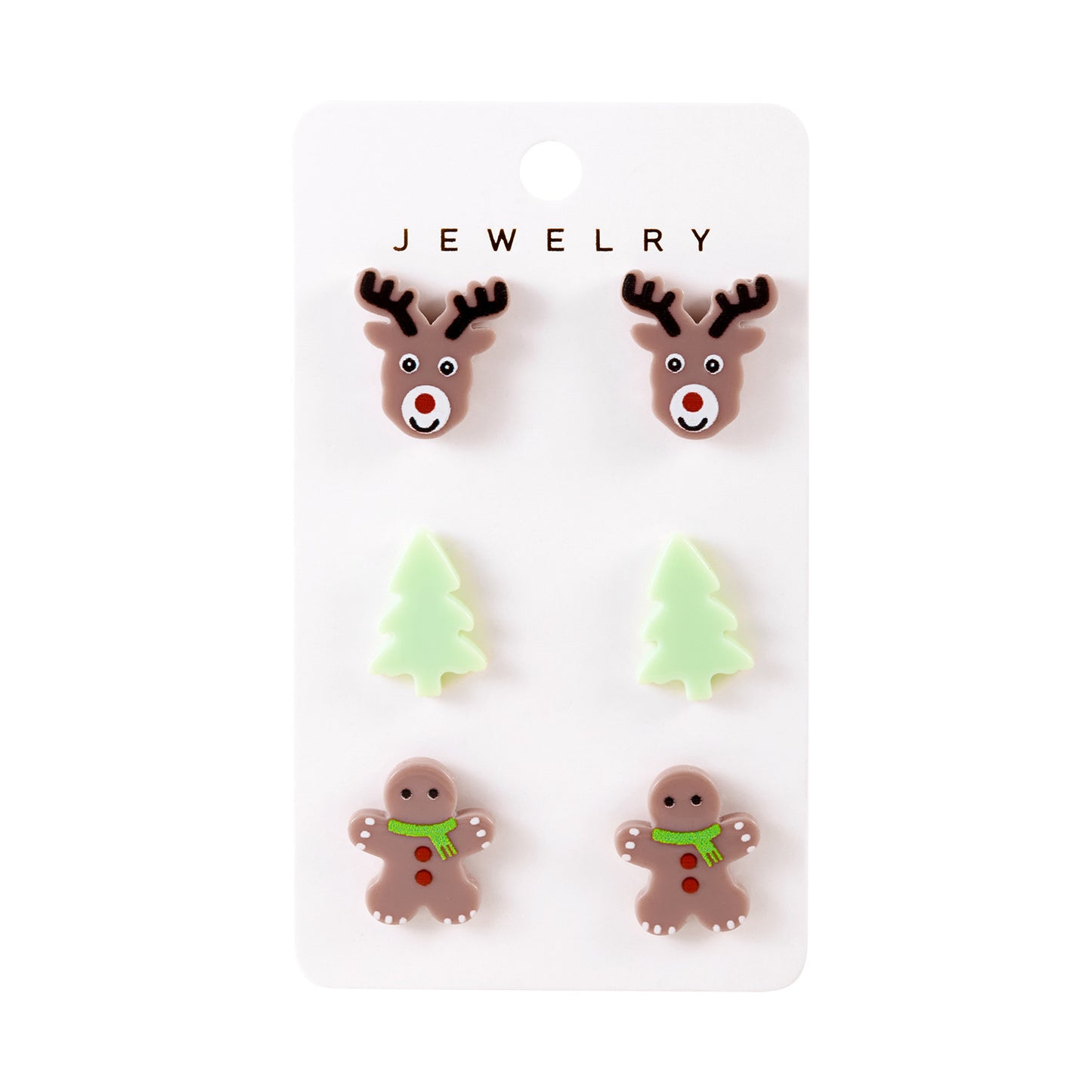 Set de pendientes de acrílico con diseño de ciervo navideño y acabado chapado para uso unisex en vacaciones