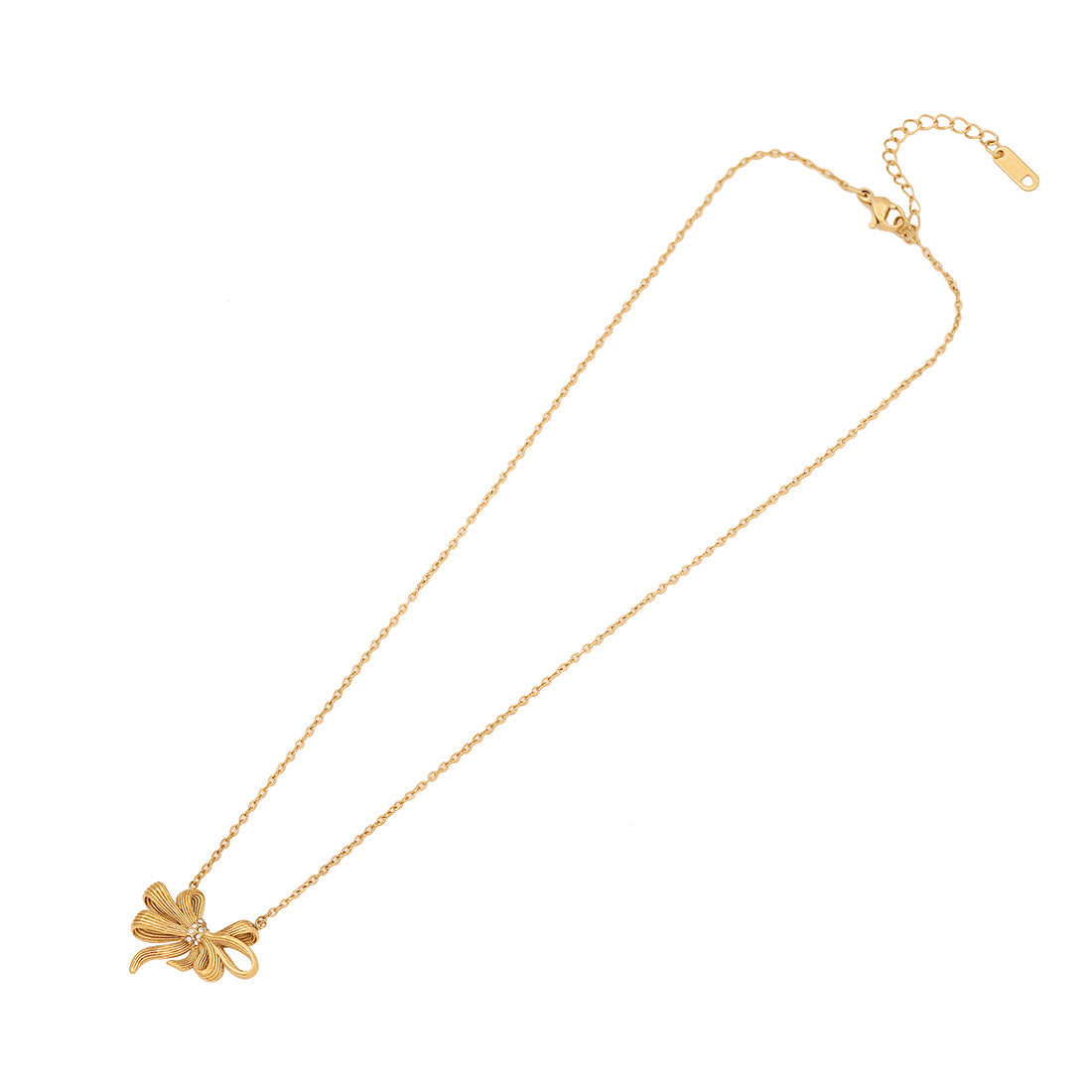 Fashionable Bow-Shaped Stainless Steel Necklace with Plated Finish for Women O-Chain Pendant Jewelry