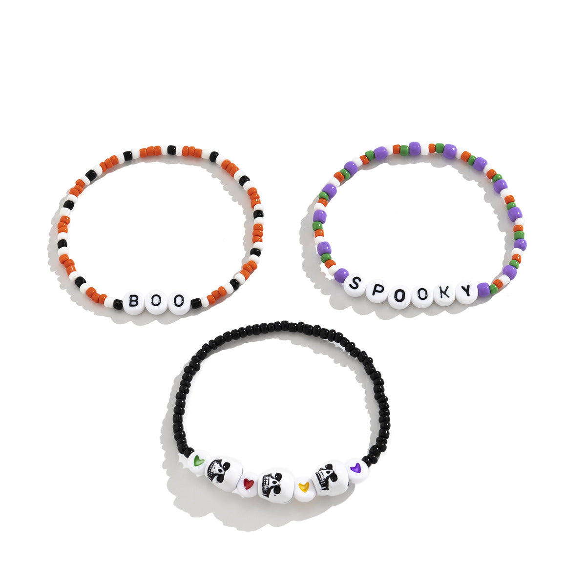 Vintage Gothic Style Letter Beaded Stretch Bracelet for Women with Acrylic Charms and Handmade Craftsmanship