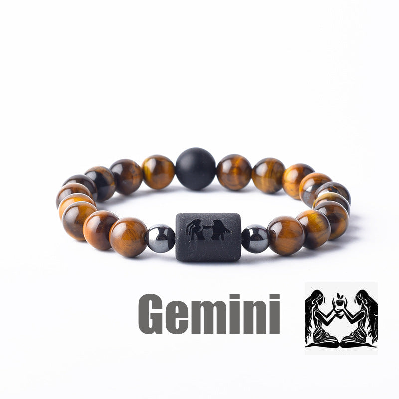 Classic Unisex Natural Stone Zodiac Beaded Bracelet