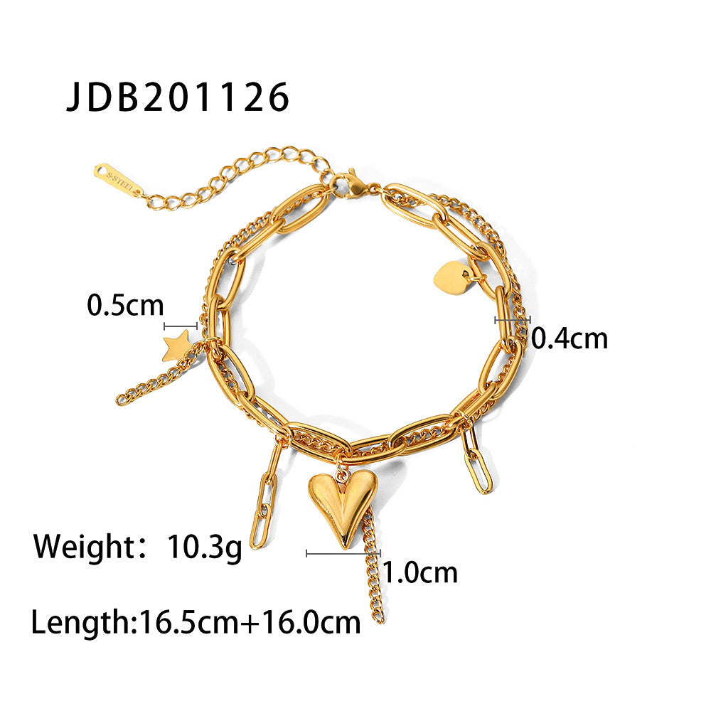Elegant Heart Geometric Stainless Steel Plated Bracelet for Women
